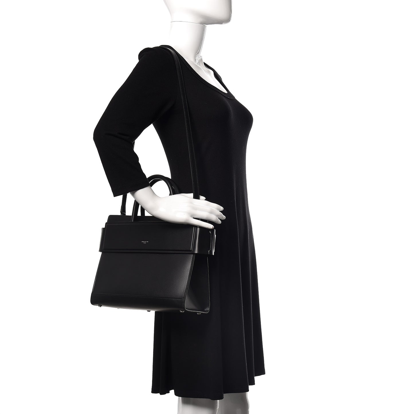 Smooth Calfskin Small Horizon Satchel Black