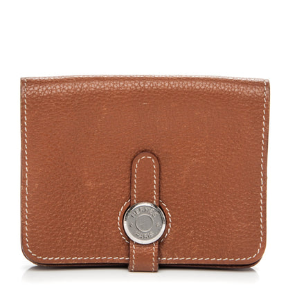 Hermes Togo Dogon Card Case Key Holder Gold 1 of 11