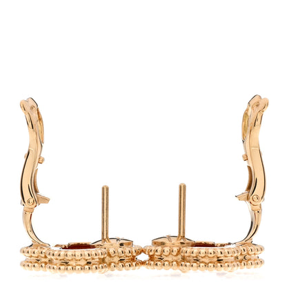 Van Cleef & Arpels 18K Yellow Gold Carnelian Vintage Alhambra Earrings 3 of 5