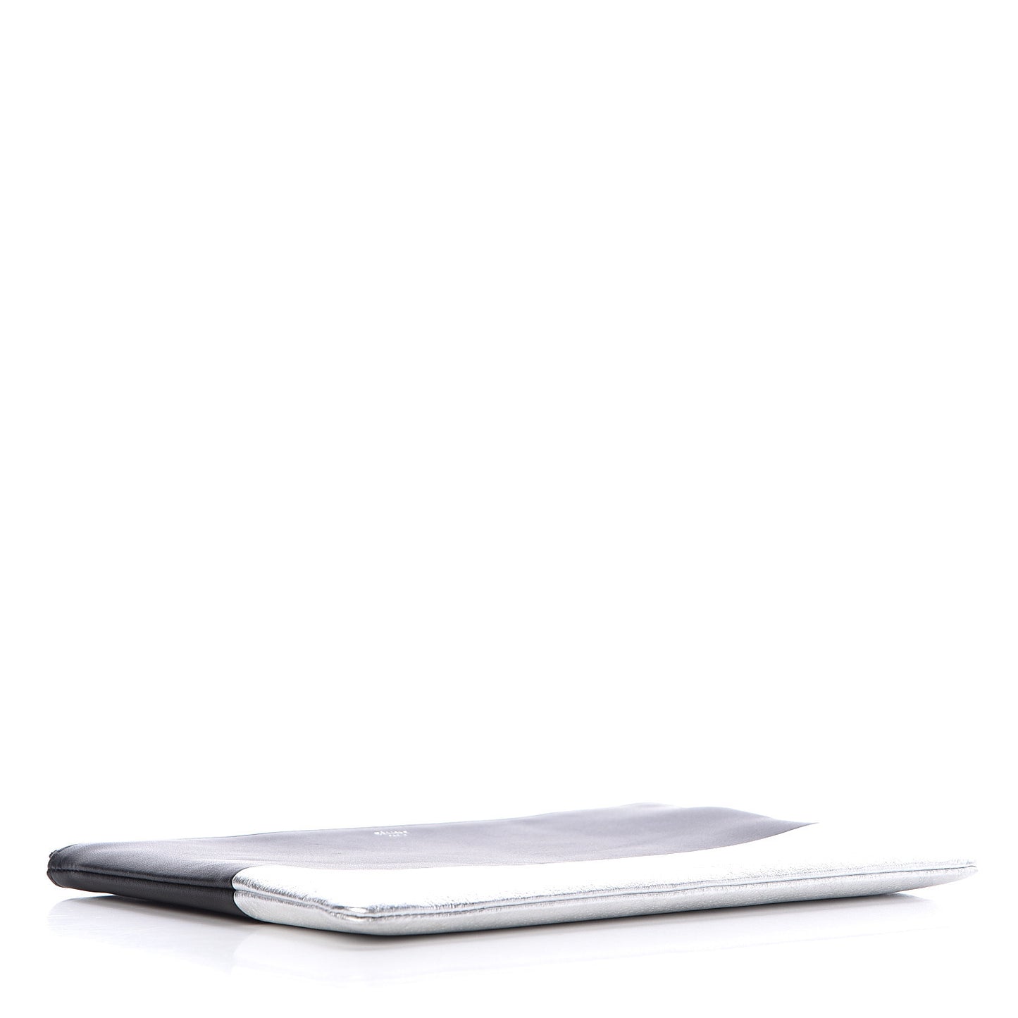 Laminated Lambskin Bi-Color Solo Clutch Pouch Black Silver