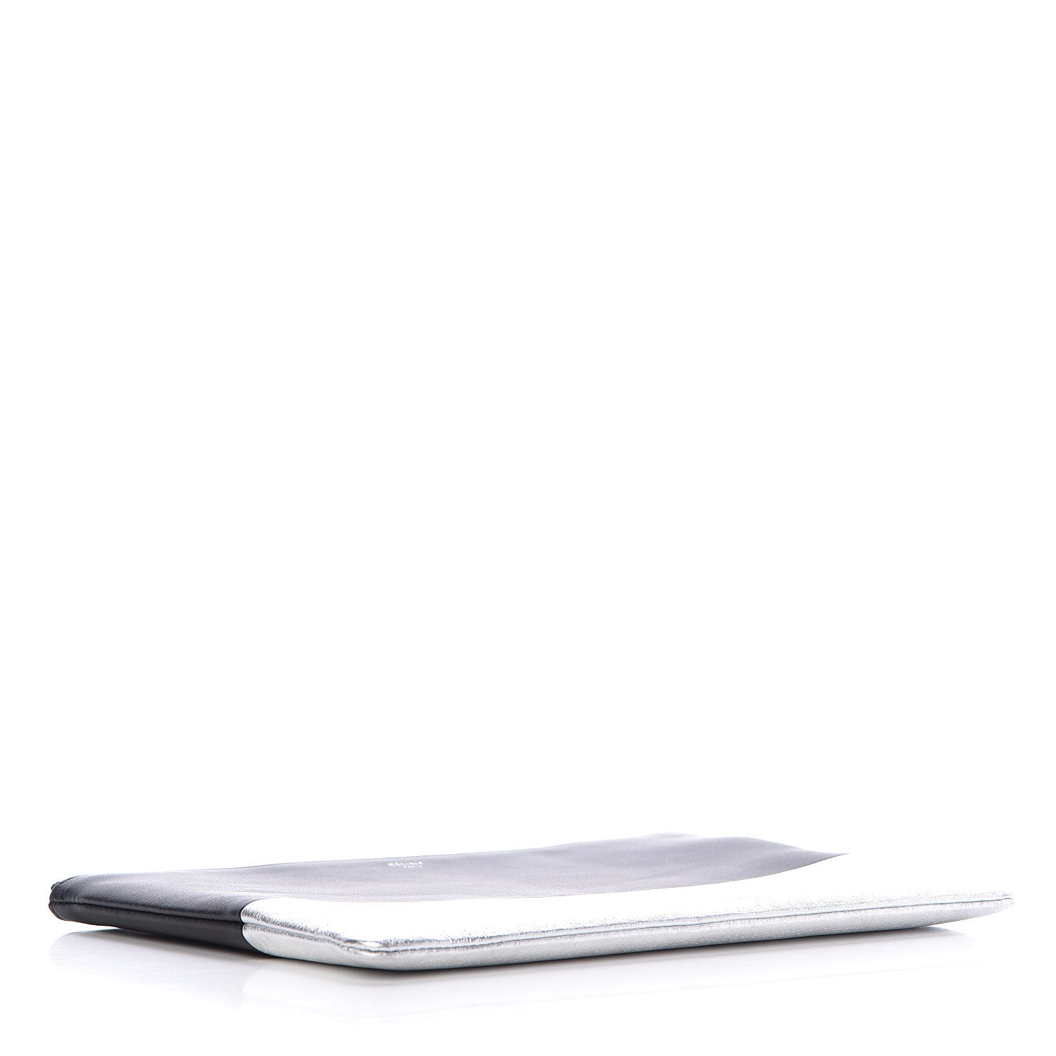 Celine Laminated Lambskin Bi-Color Solo Clutch Pouch Black Silver 4 of 12