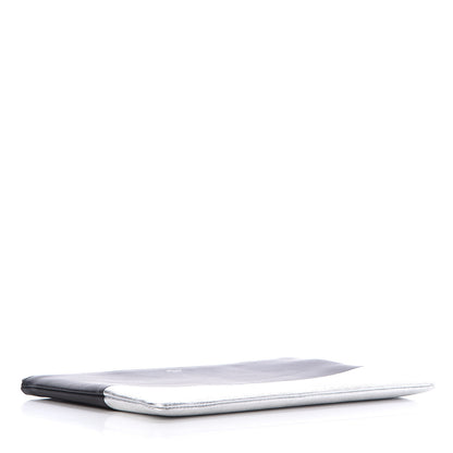Celine Laminated Lambskin Bi-Color Solo Clutch Pouch Black Silver 4 of 12