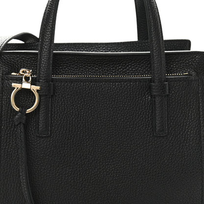 Salvatore Ferragamo Hammered Calfskin Double Handle Small Amy Tote Black 8 of 10