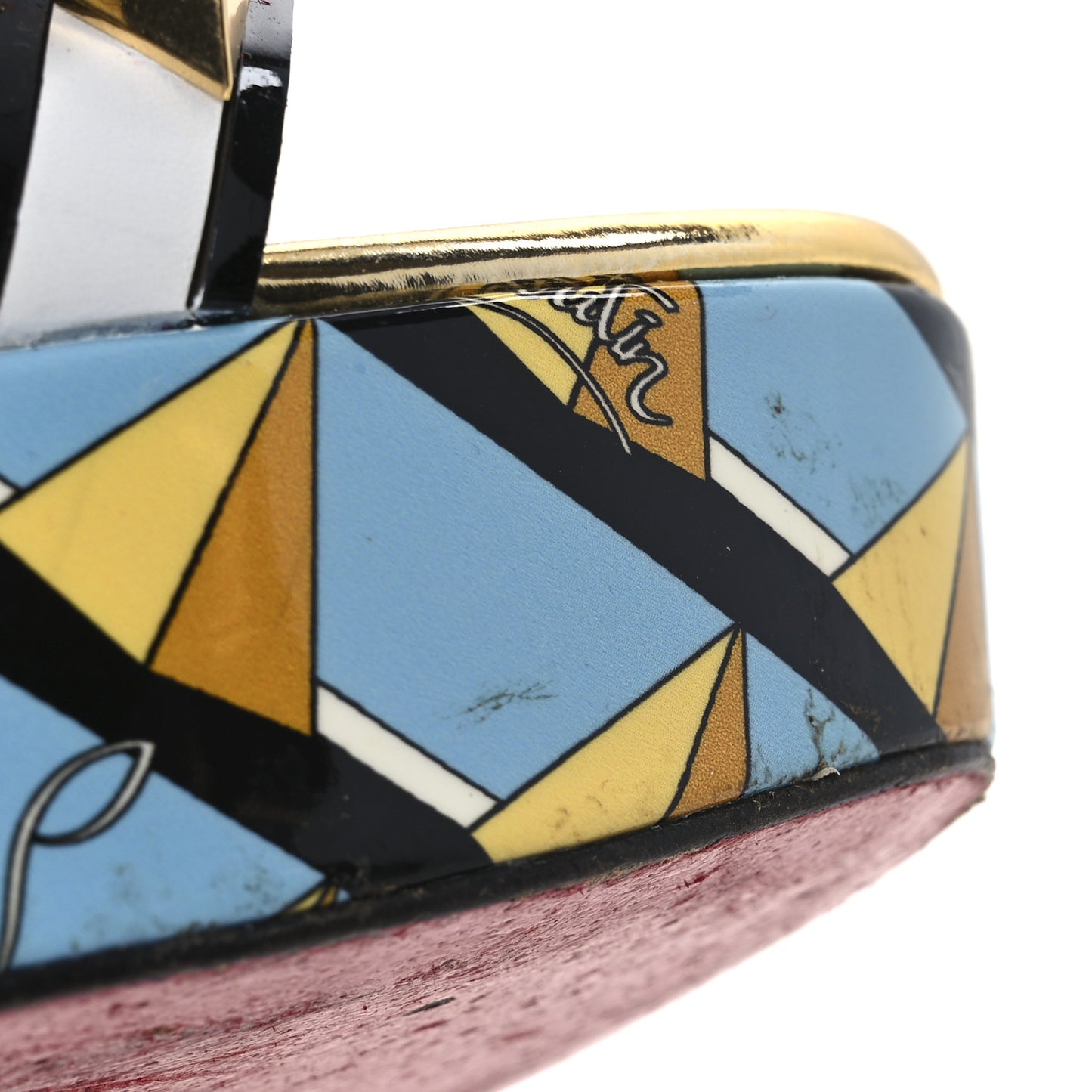 Patent Calfskin Studded Griotta 110 Wedges 40 Multicolor