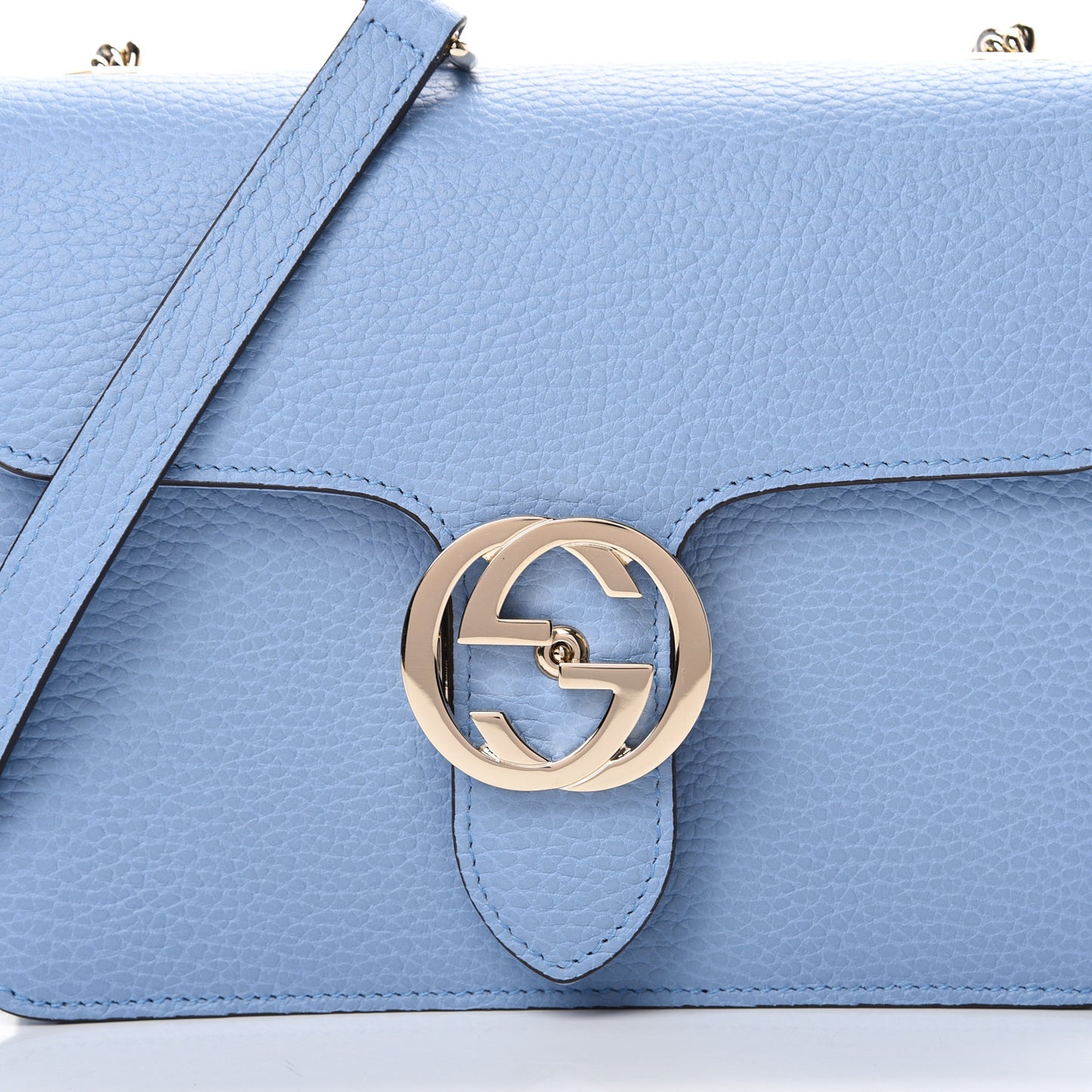Dollar Calfskin Small Interlocking G Shoulder Bag Mineral Blue
