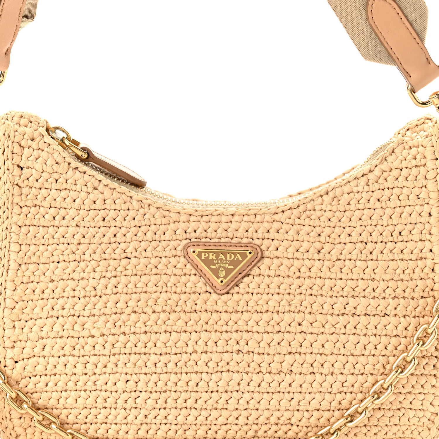 Prada Yarn Raffia Effect Crochet Re-Edition 2005 Shoulder Bag Naturale 9 of 11