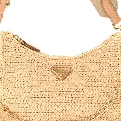Prada Yarn Raffia Effect Crochet Re-Edition 2005 Shoulder Bag Naturale 9 of 11
