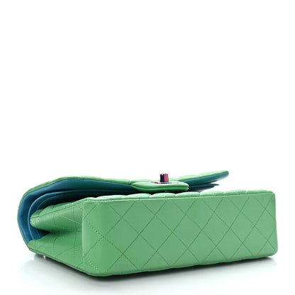 Chanel Lambskin Quilted Small Double Flap Green Blue 4 of 9