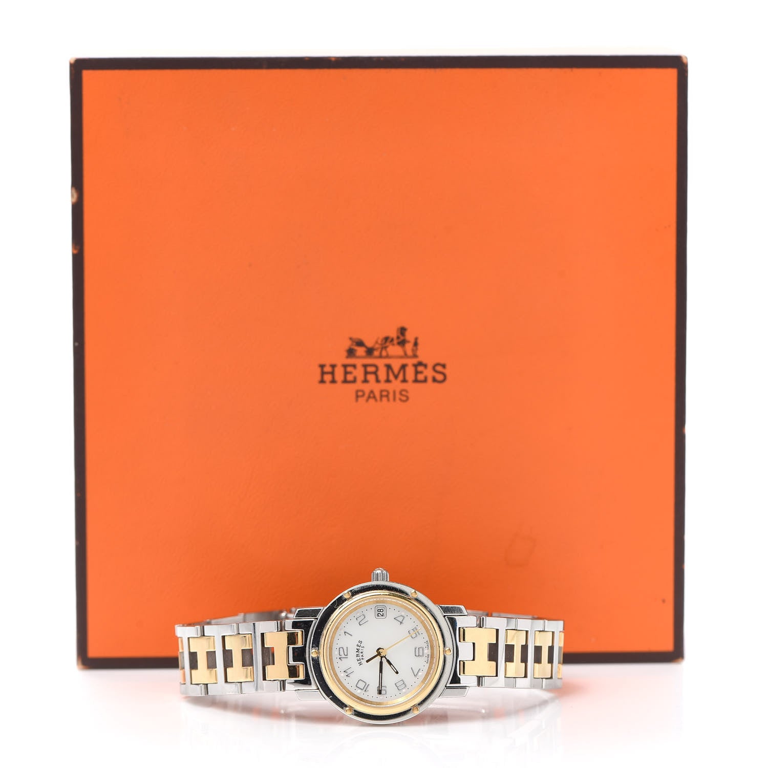 Hermes Stainless Steel 24mm Clipper Quartz Watch Gold 6 of 6
