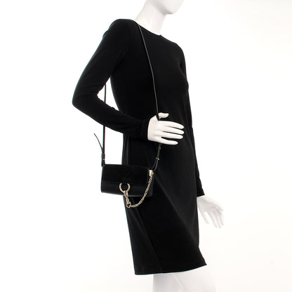 Chloe Suede Calfskin Mini Faye Shoulder Bag Black 2 of 7