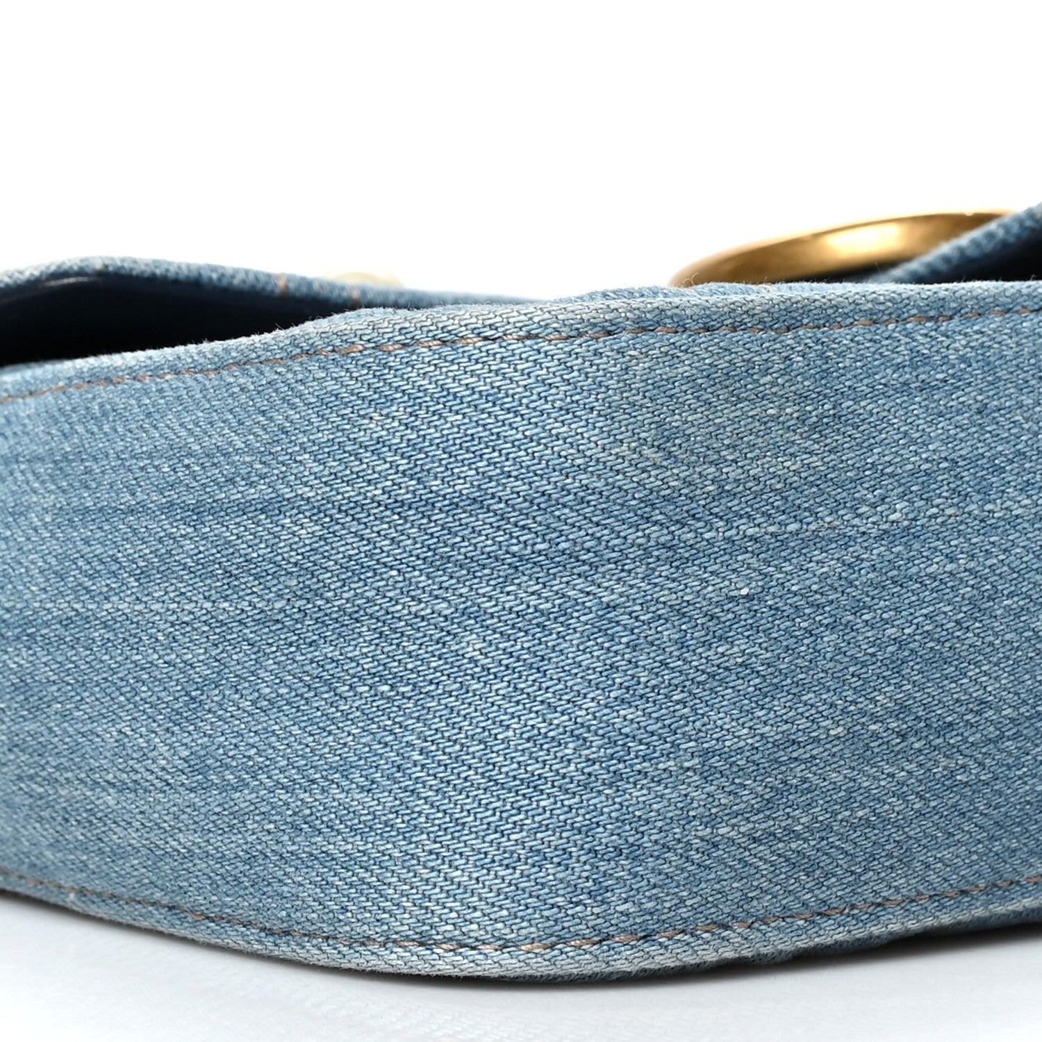 Gucci Denim Matelasse Pearl Studded Mini GG Marmont Shoulder Bag Blue 10 of 11