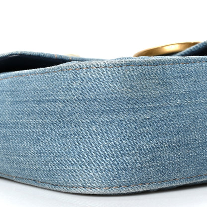 Gucci Denim Matelasse Pearl Studded Mini GG Marmont Shoulder Bag Blue 10 of 11