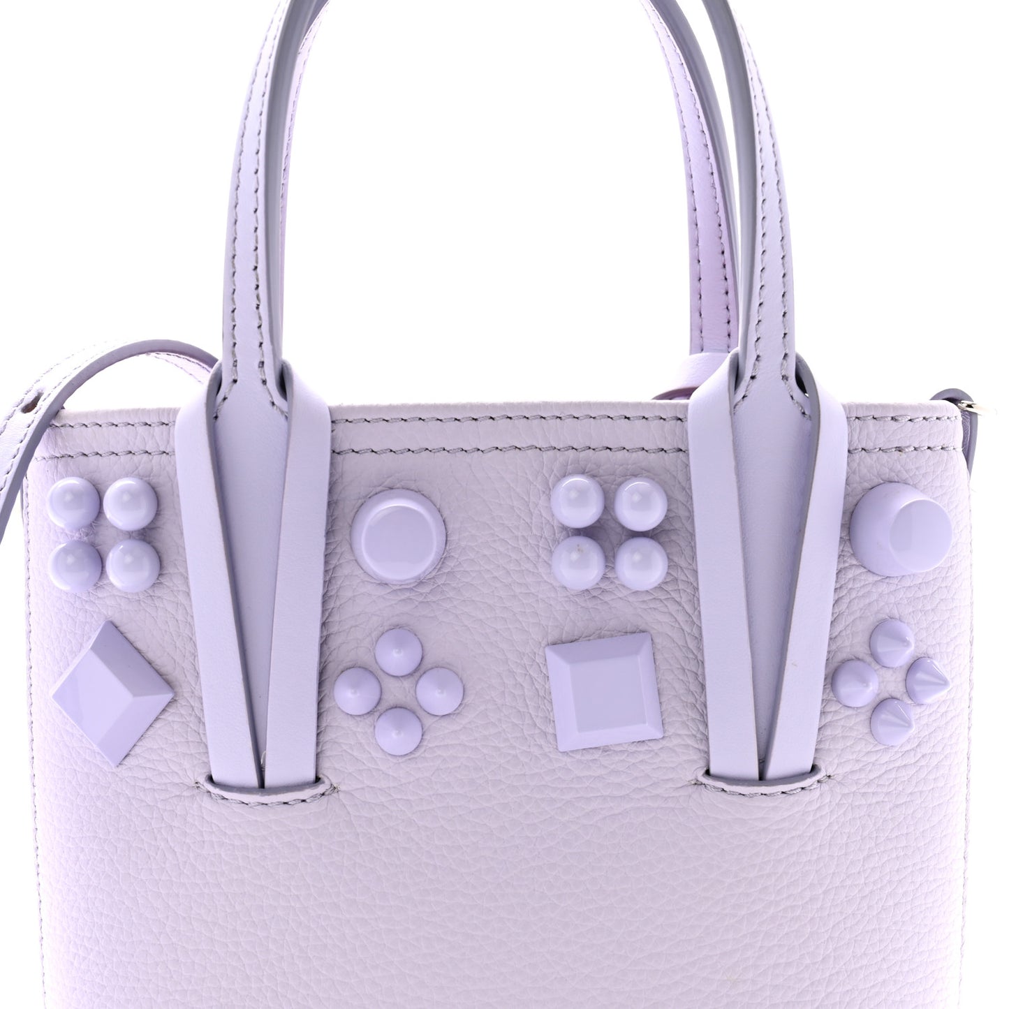 Calfskin Empire Spike Studded Mini North South Cabata Tote Lilac Smoke