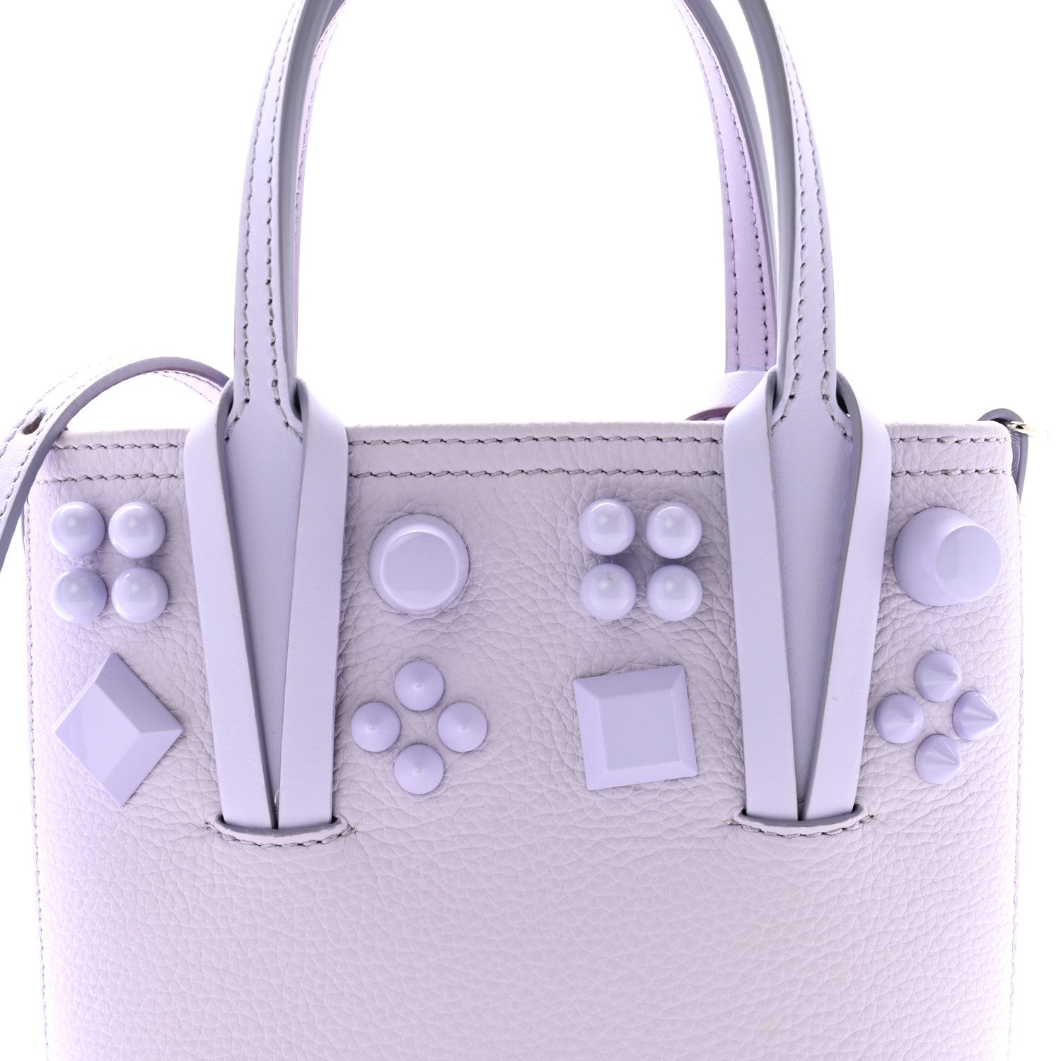 Christian Louboutin Calfskin Empire Spike Studded Mini North South Cabata Tote Lilac Smoke 7 of 10