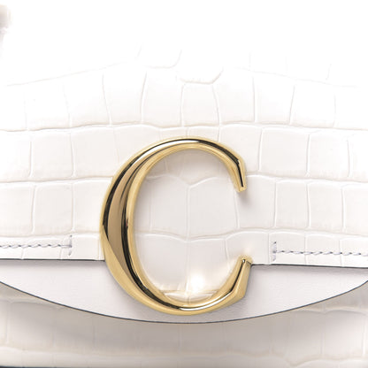 Chloe Calfskin Crocodile Embossed Mini C Double Carry Brilliant White 9 of 9