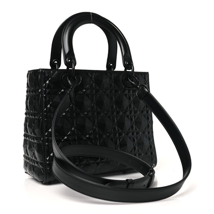 Christian Dior Calfskin Cannage Diamond Cannage Medium Lady Dior Black 3 of 10