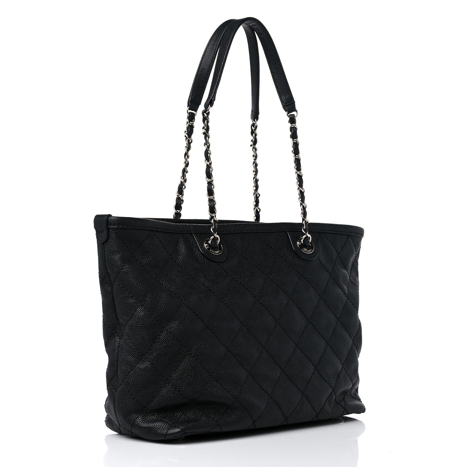 Chanel Grained Calfskin Quilted Small Daily Shopping Tote Black 4 of 12