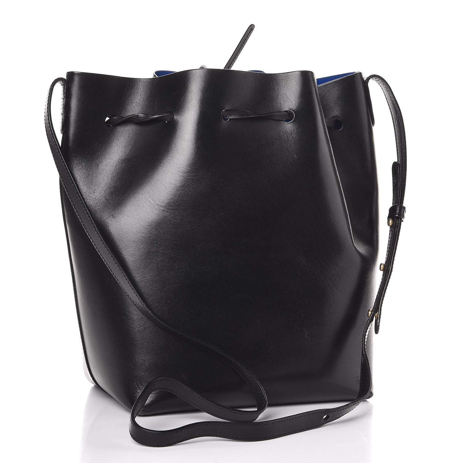 Mansur Gavriel Vegetable Tanned Calfskin Bucket Bag Black Royal 4 of 11