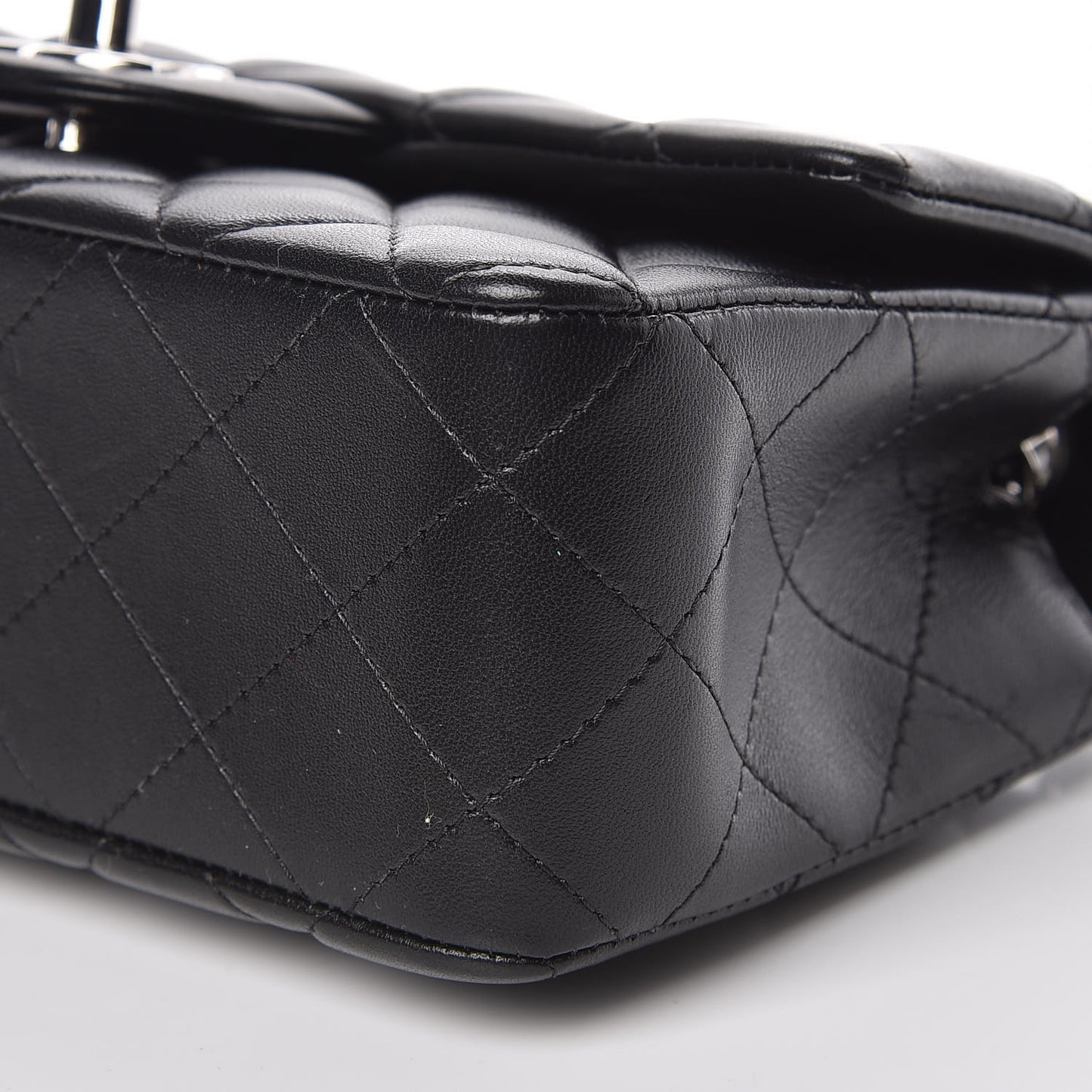 Lambskin Quilted Mini Rectangular Flap Black