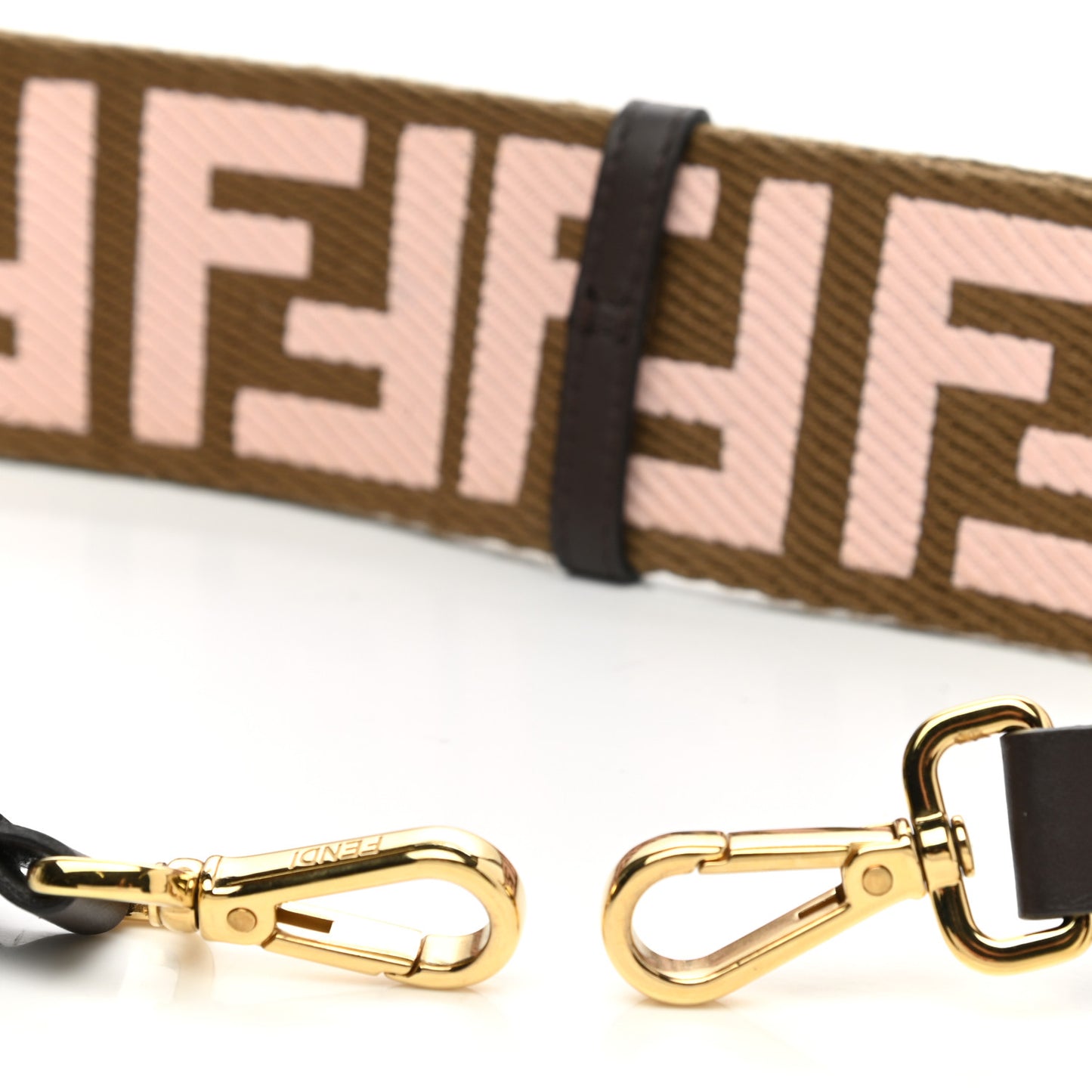 Ribbon Vitello Century FF 1974 Embroidered Adjustable Strap You Fango Rosa Confetto Chocolate
