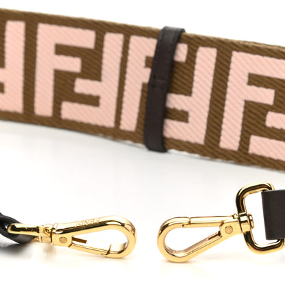 Fendi Ribbon Vitello Century FF 1974 Embroidered Adjustable Strap You Fango Rosa Confetto Chocolate 5 of 5