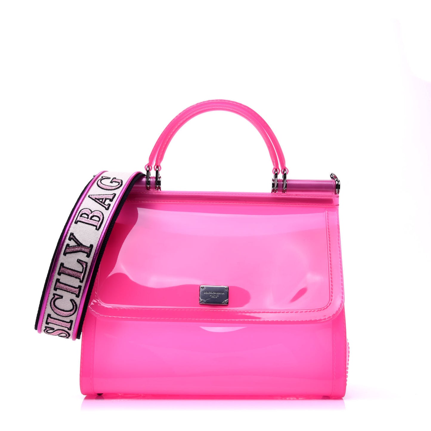 Rubber Semi Transparent Miss Sicily Satchel Pink