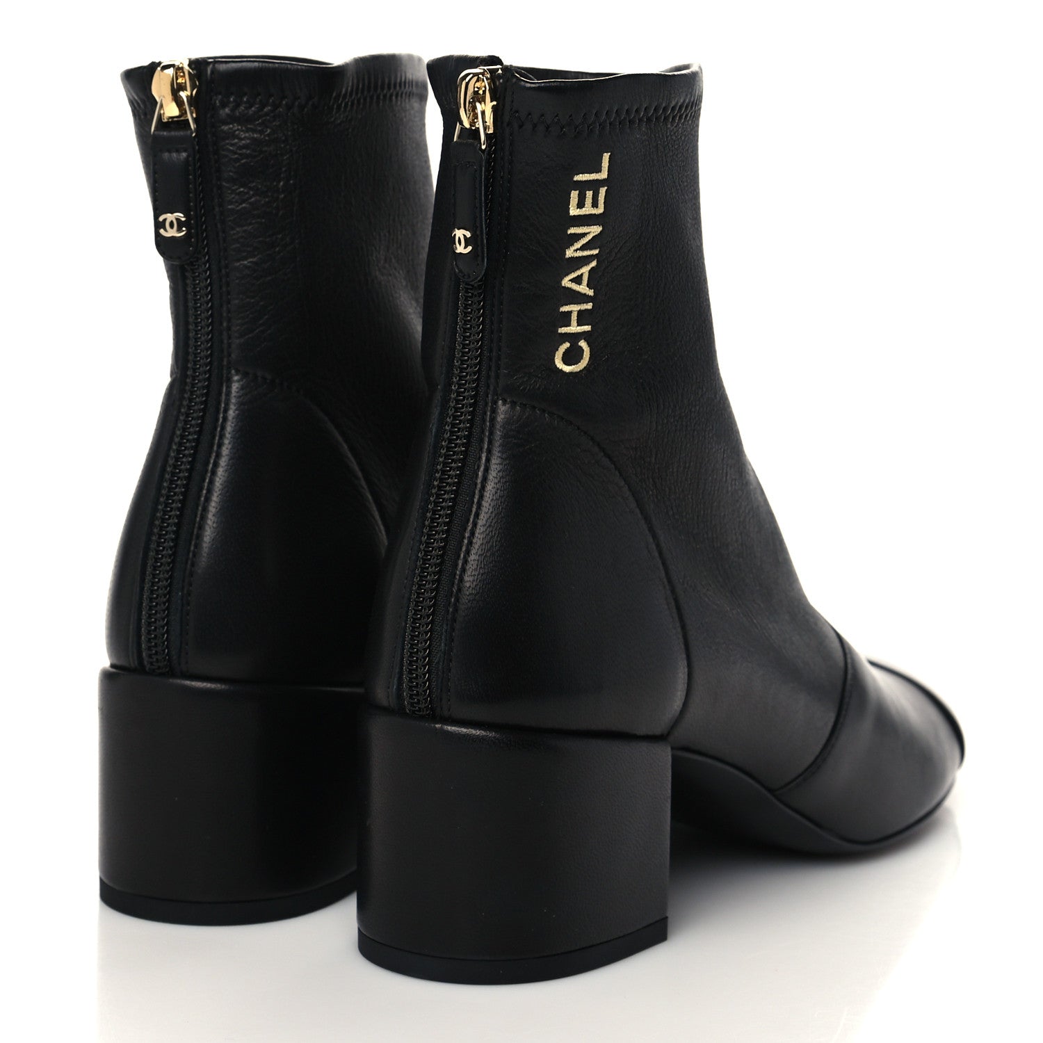 Chanel Lambskin Logo Ankle Boots 38.5 Black 2 of 9