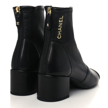 Chanel Lambskin Logo Ankle Boots 38.5 Black 2 of 9