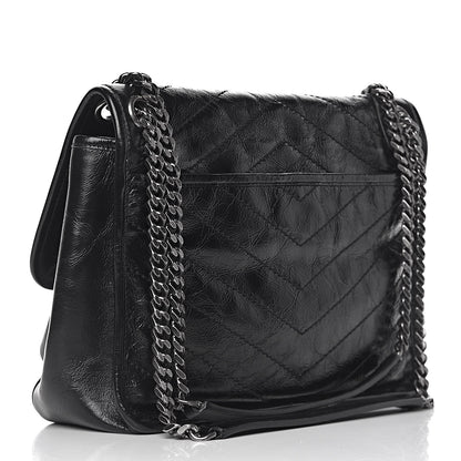 Saint Laurent Crinkled Calfskin Matelasse Monogram Medium Niki Chain Satchel Black 3 of 10