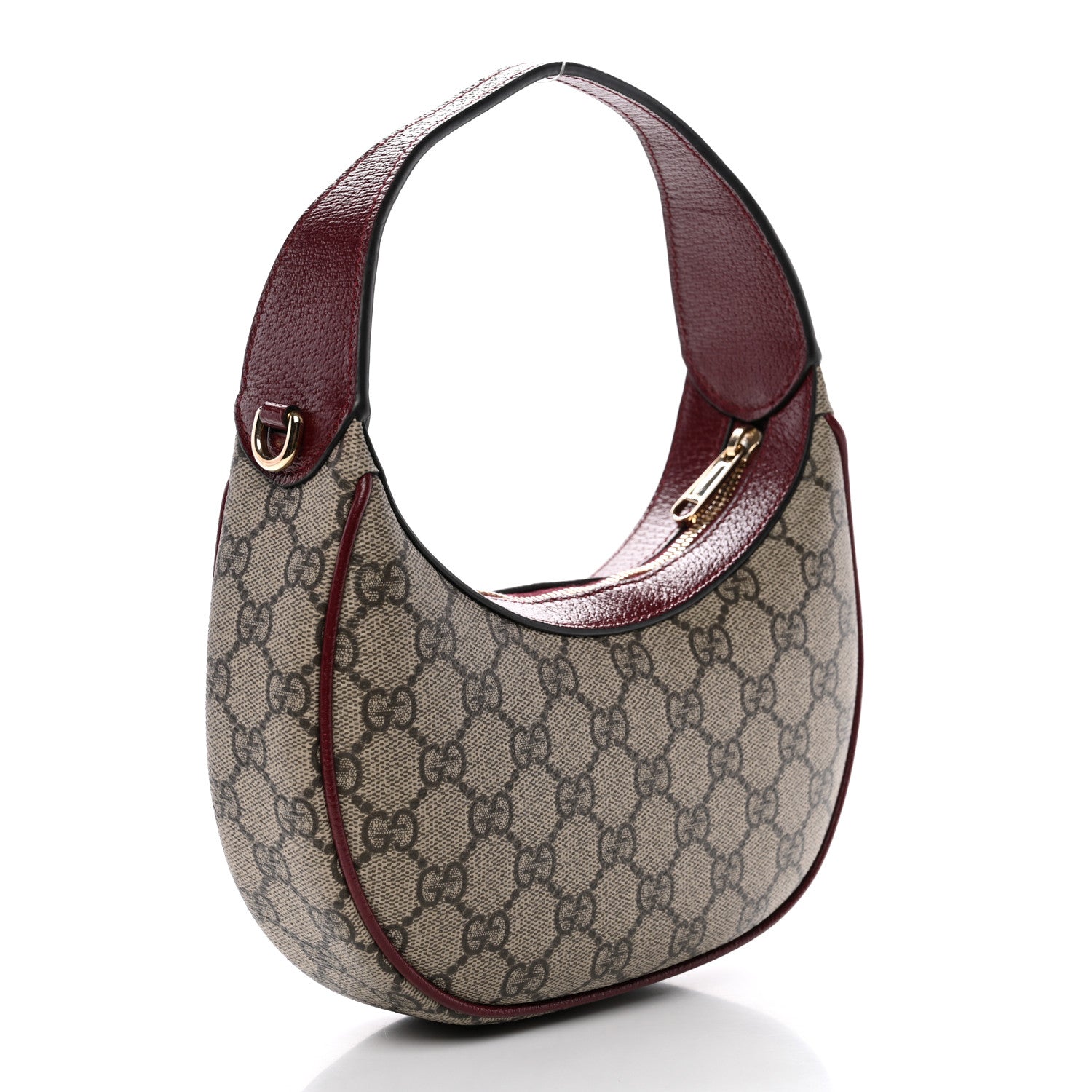 Gucci GG Supreme Monogram Textured Dollar Calfskin Small Ophidia Shoulder Bag Beige Bordeaux 3 of 11