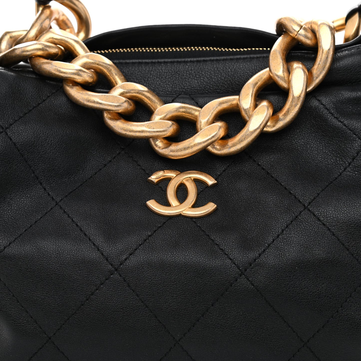 Calfskin Quilted Daily Hobo Black
