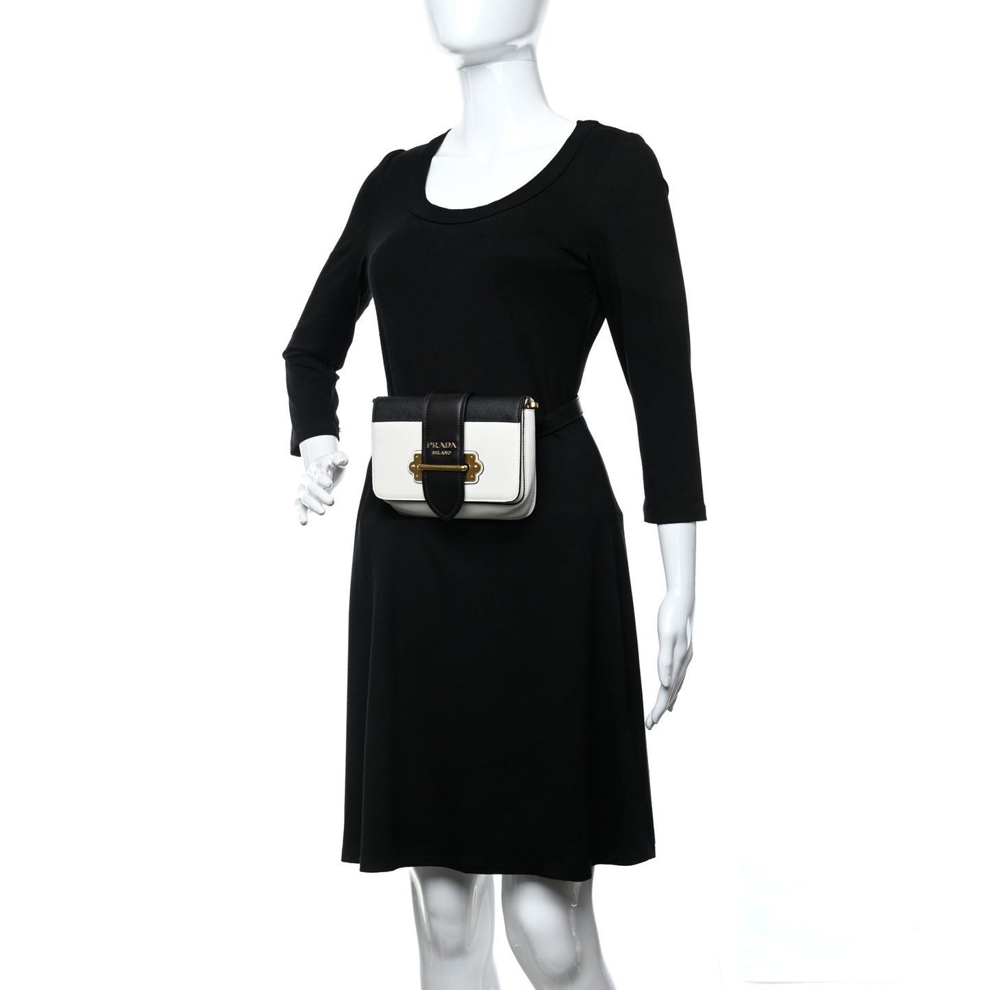Saffiano City Calf Cahier Belt Bag White Black