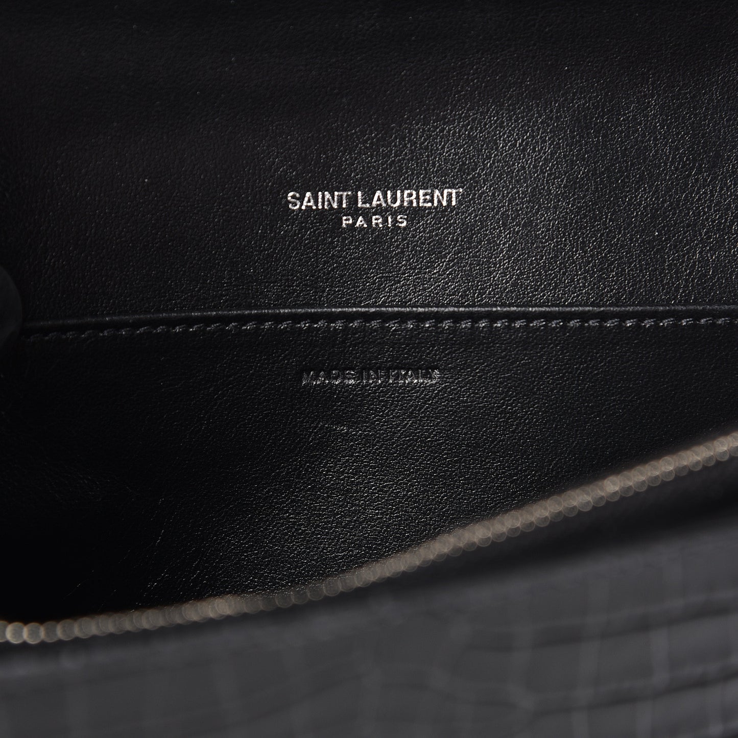 Calfskin Crocodile Embossed Monogram Uptown Crossbody Black