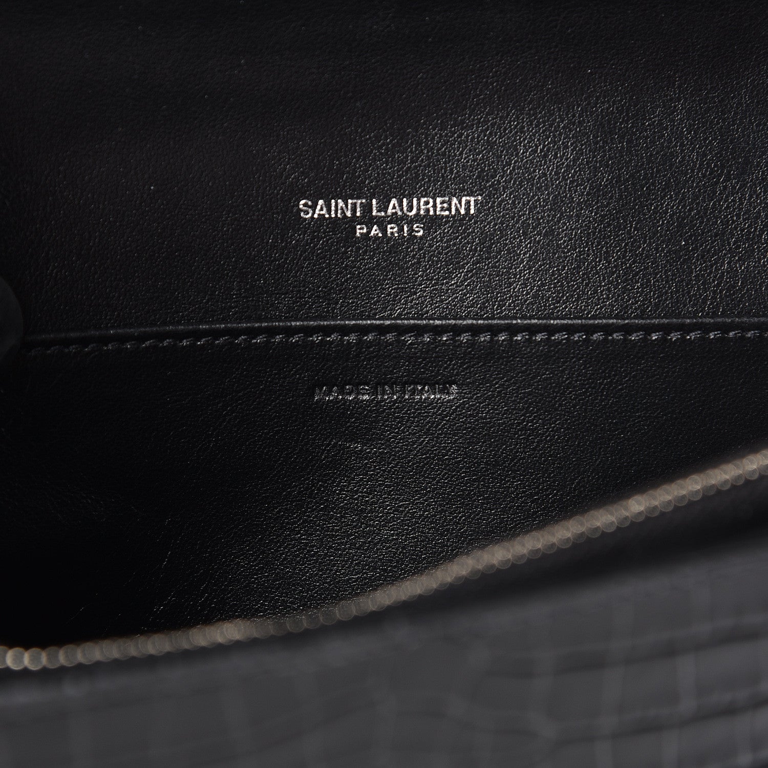 Saint Laurent Calfskin Crocodile Embossed Monogram Uptown Crossbody Black 7 of 11