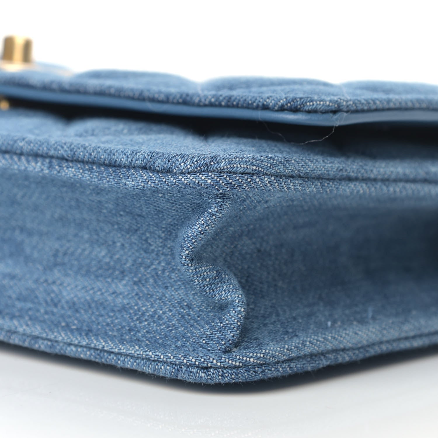 Chanel Denim Quilted CC Pearl Crush Wallet On Chain WOC Blue 10 of 10