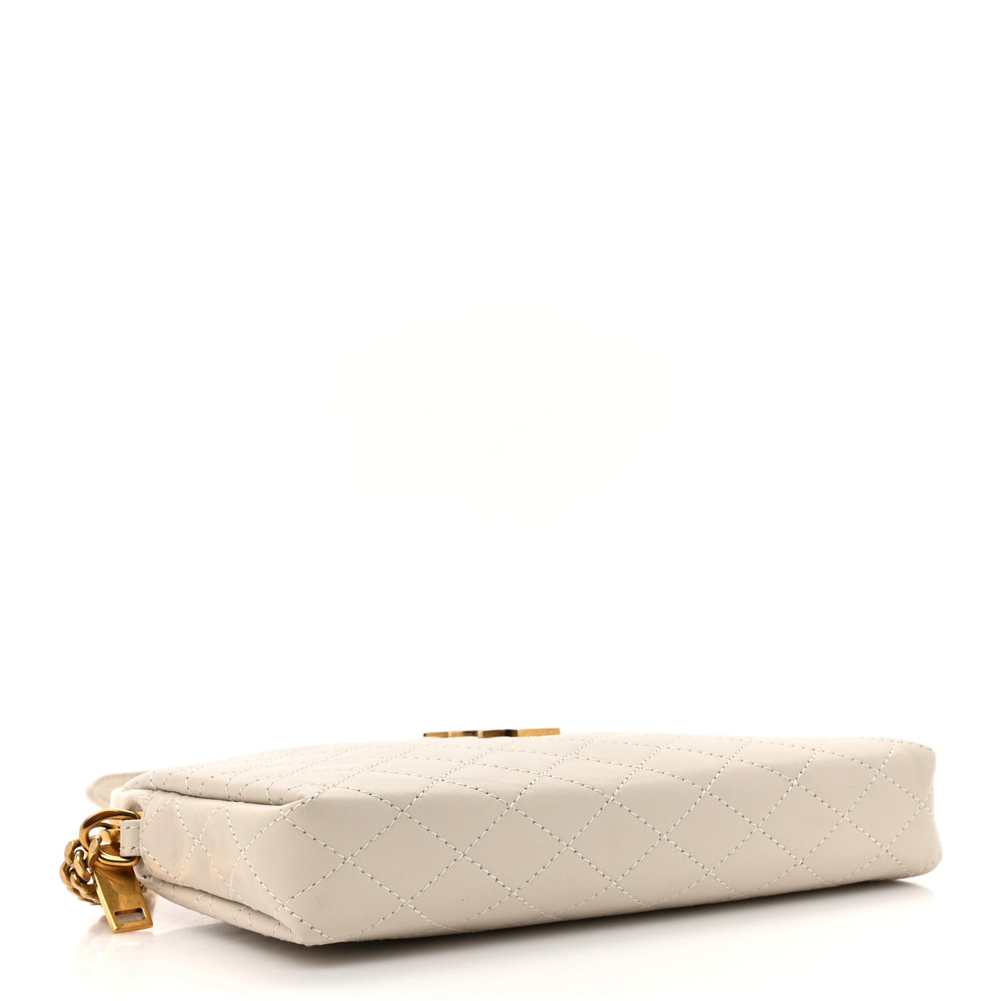 Lambskin Quilted Gaby Zipped Pouch Crema Soft