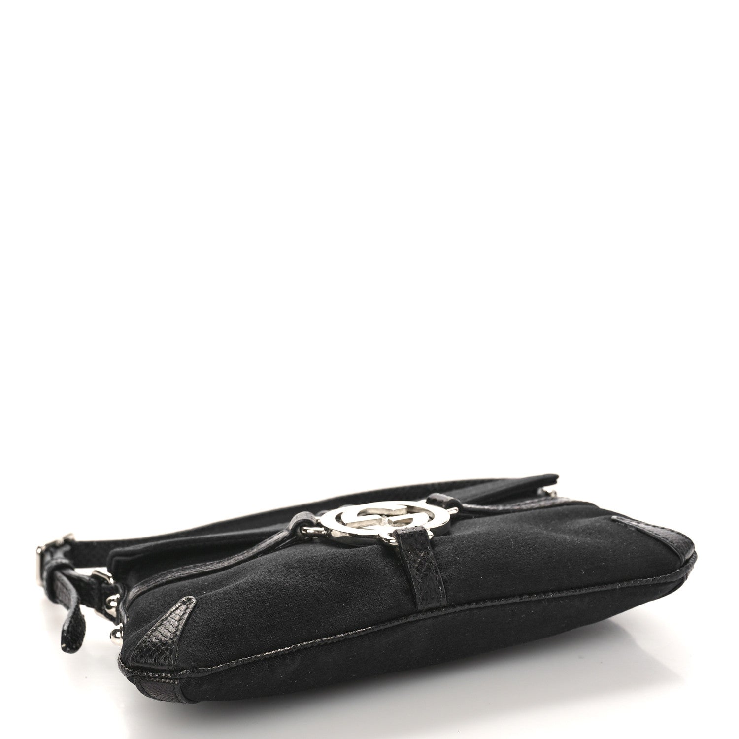 Gucci Satin Lizard Crystal GG Pochette Black 4 of 12