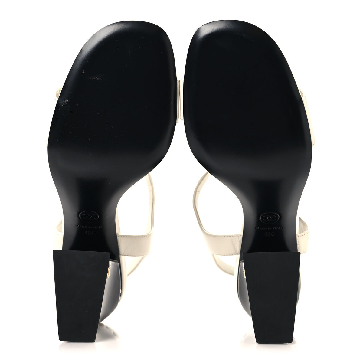 Lambskin Open Toe Pearl Sandal Heels 40 Black