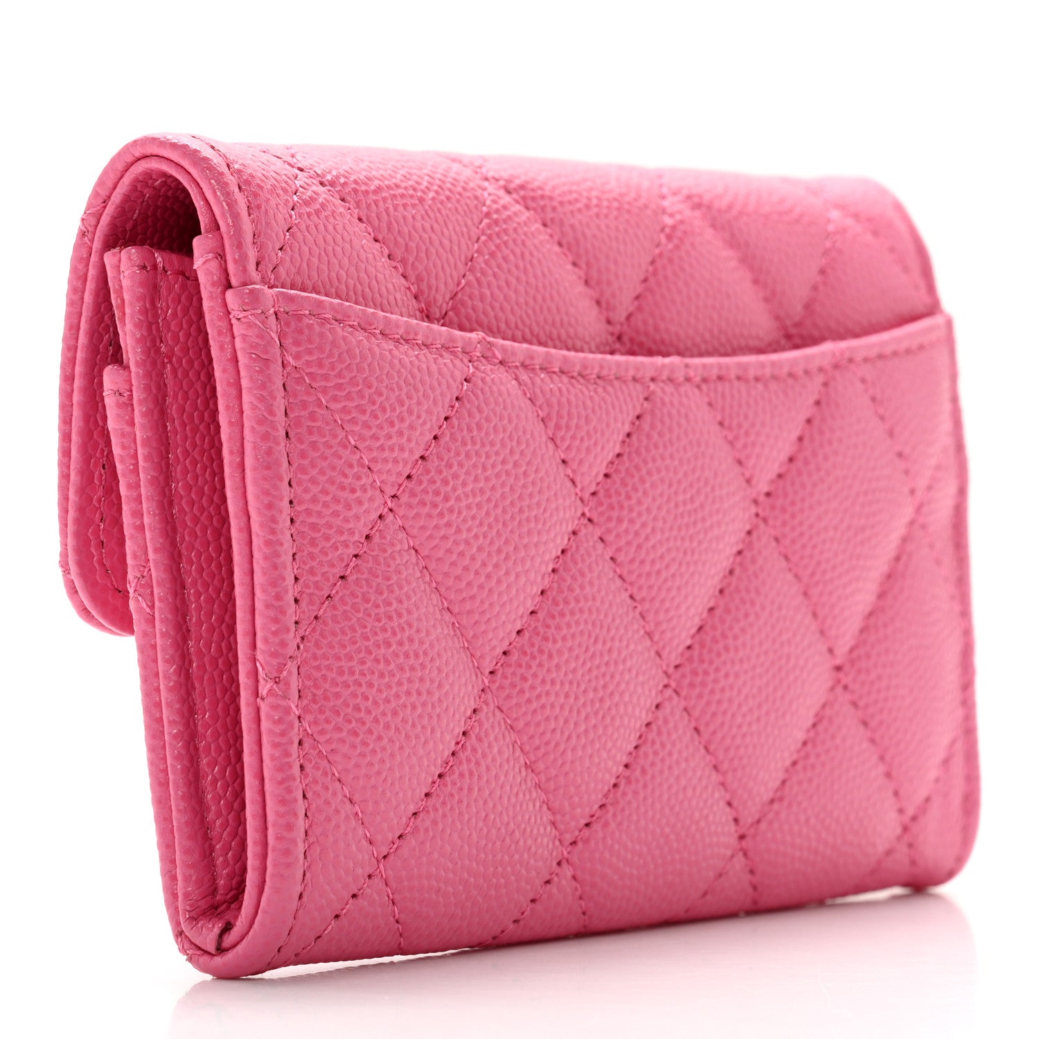 Chanel Caviar Quilted Flap Card Holder Wallet Pink 3 of 9