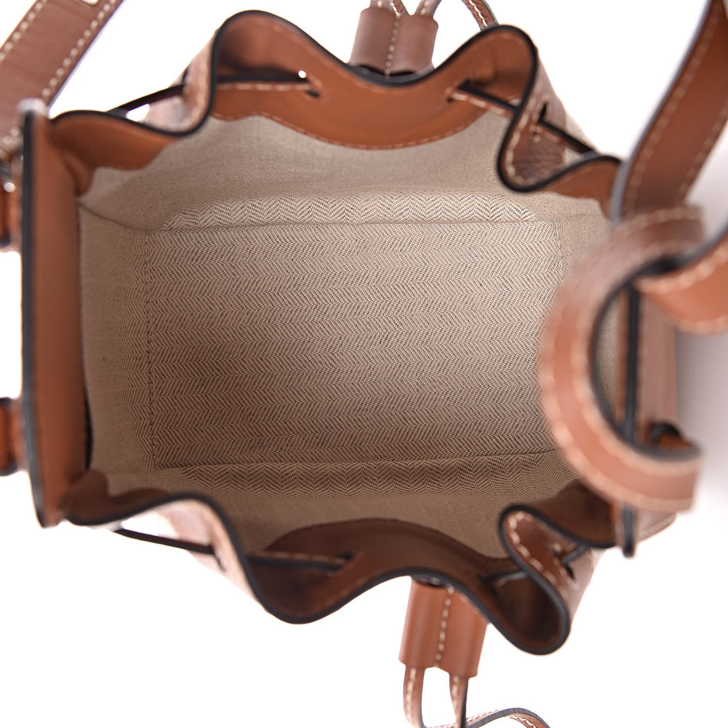 Calfskin Canvas Mini Hammock Shoulder Bag Natural Tan