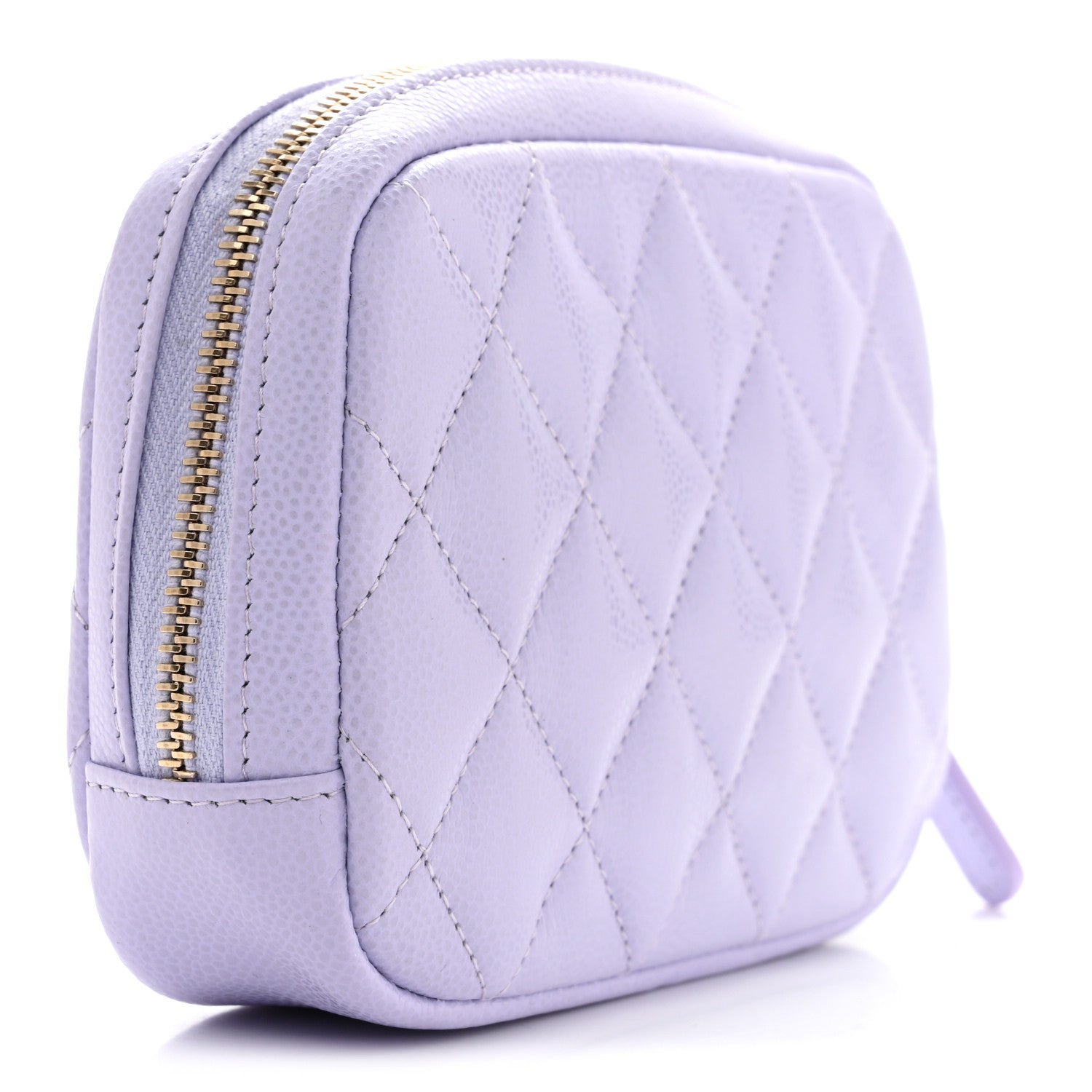 Chanel Caviar Quilted Small Curvy Pouch Cosmetic Case Light Purple