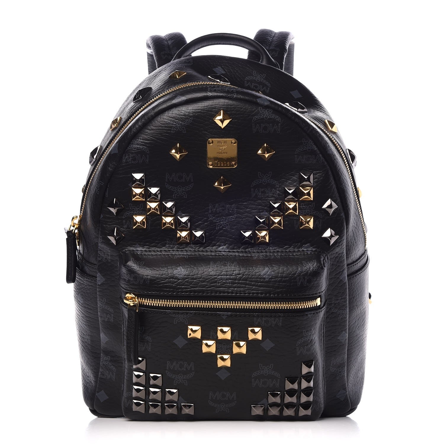 MCM Visetos Studded Small Stark M Backpack Black 1 of 8