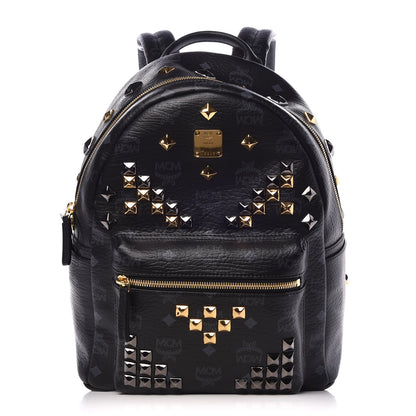 MCM Visetos Studded Small Stark M Backpack Black 1 of 8