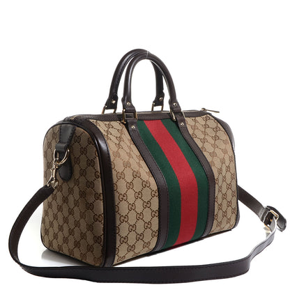 Gucci Monogram Vintage Web Medium Boston Dark Brown 3 of 9