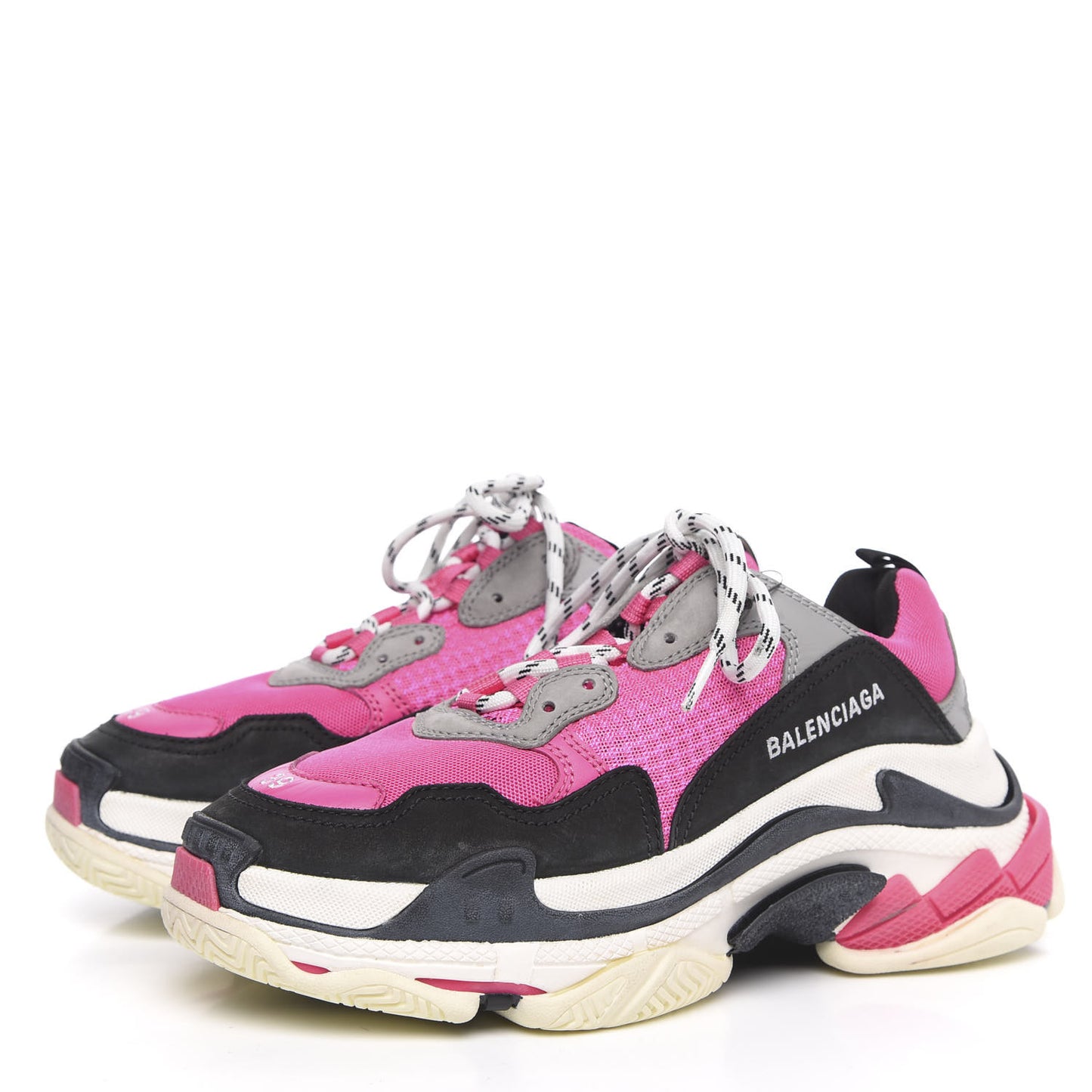 Fabric Mesh Womens Triple S Sneakers 39 Fluo Pink Grey White