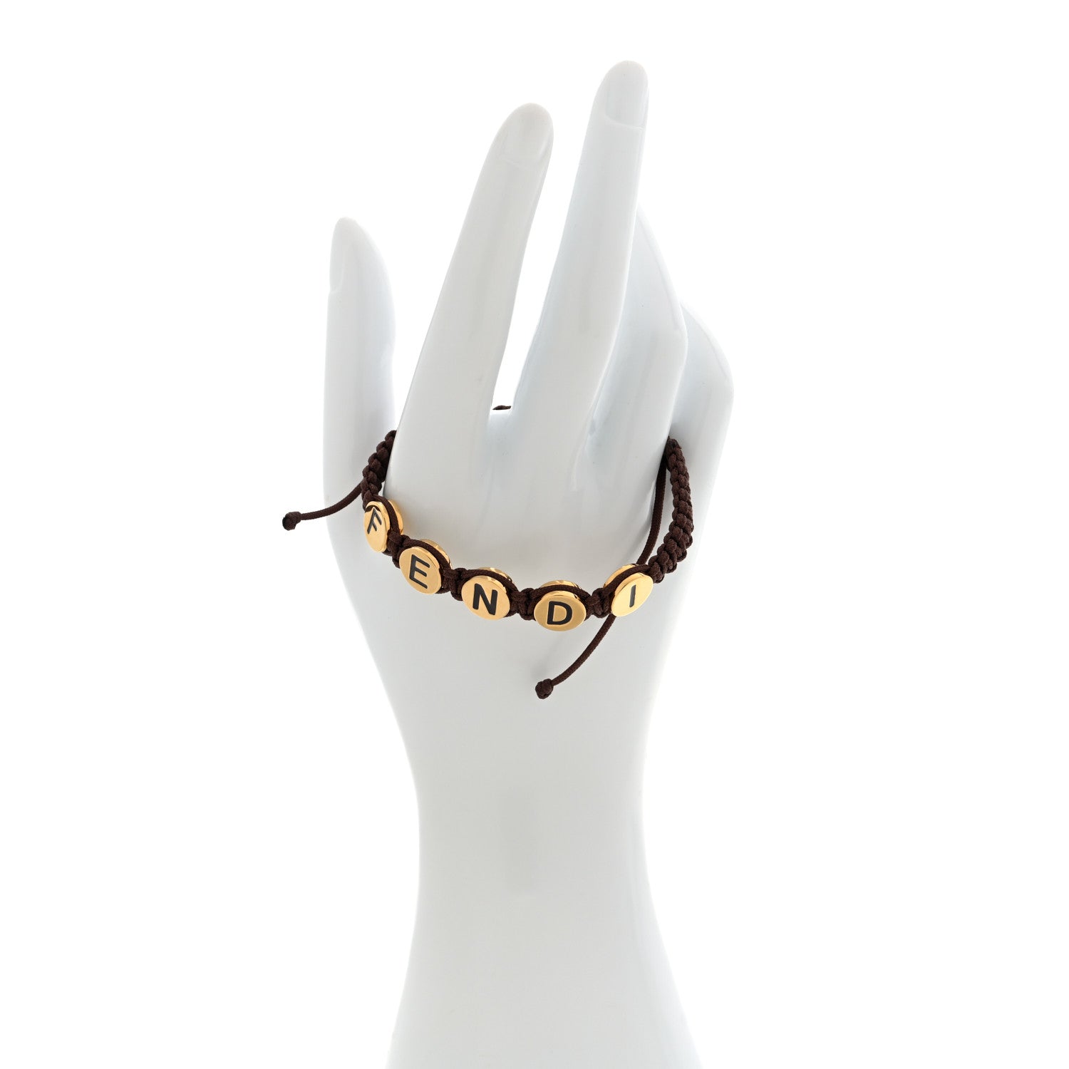 Fendi Fabric Braided Studded Bracelet Brown 2 of 4