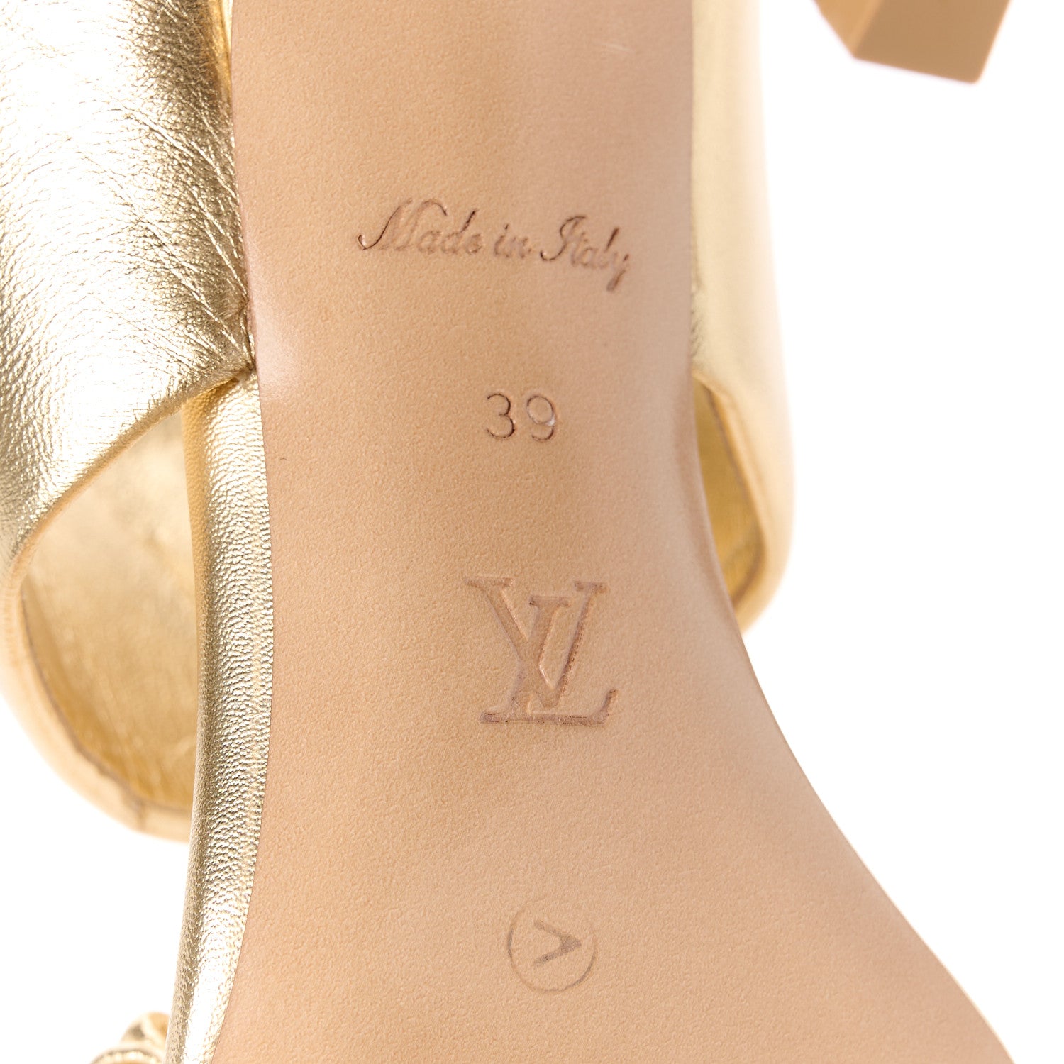 Louis Vuitton Metallic Lambskin Drapy Heel Mules 39 Gold 6 of 8