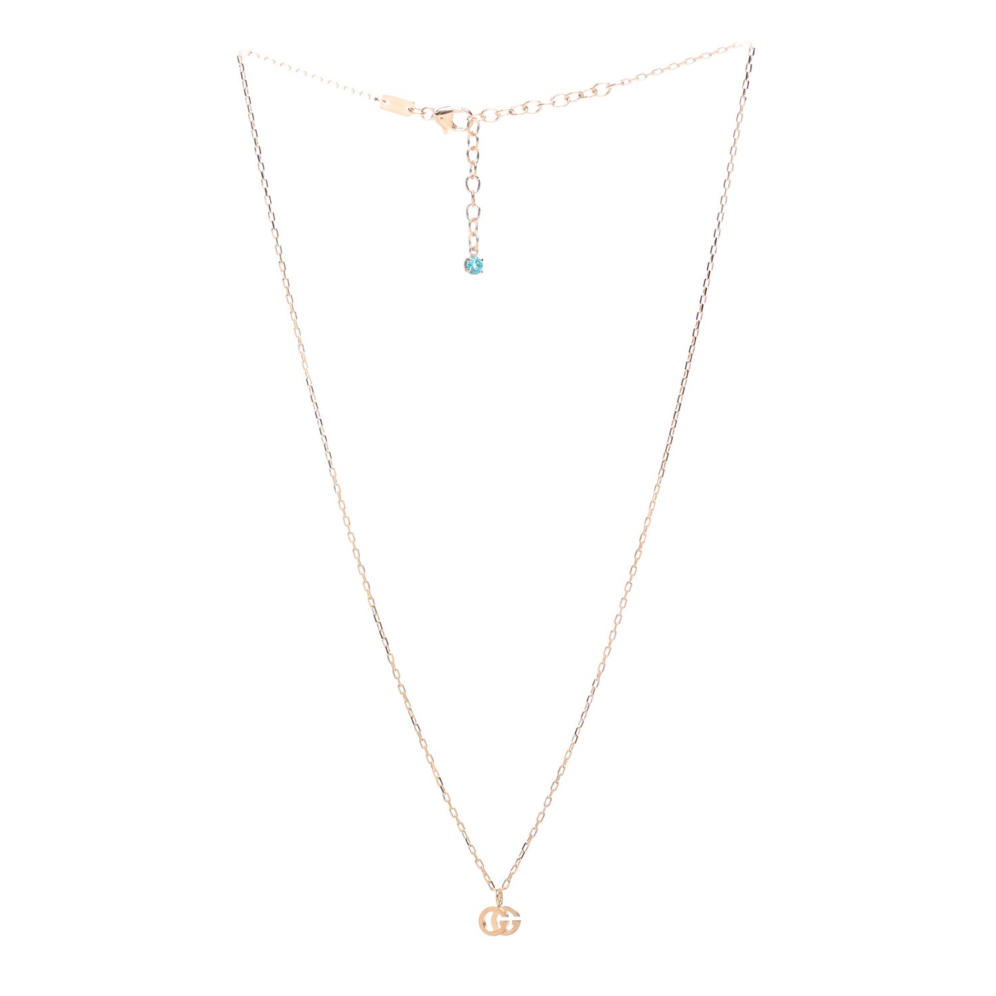 18K Yellow Gold Blue Topaz Running G Pendant Necklace