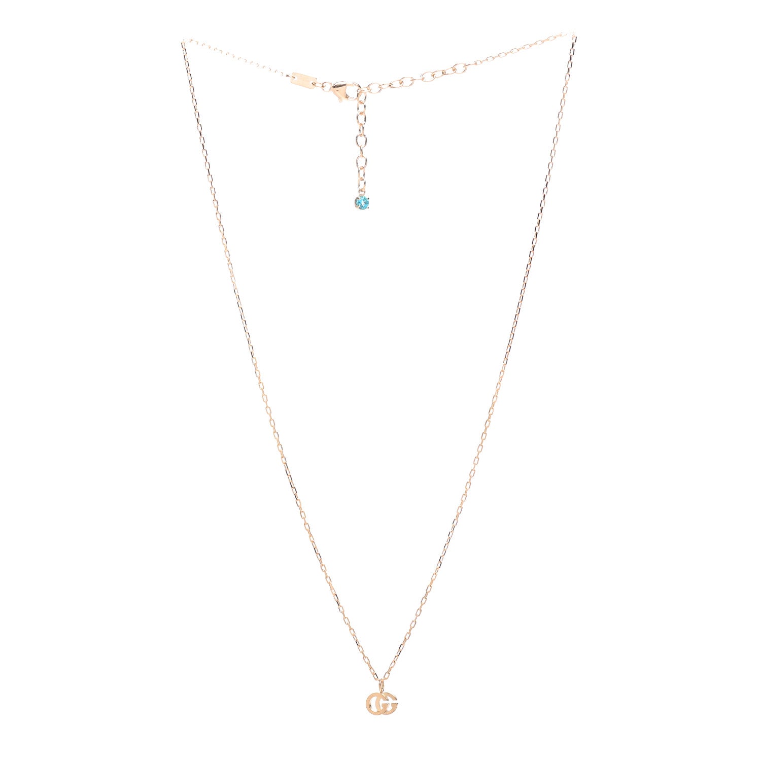Gucci 18K Yellow Gold Blue Topaz Running G Pendant Necklace 3 of 4