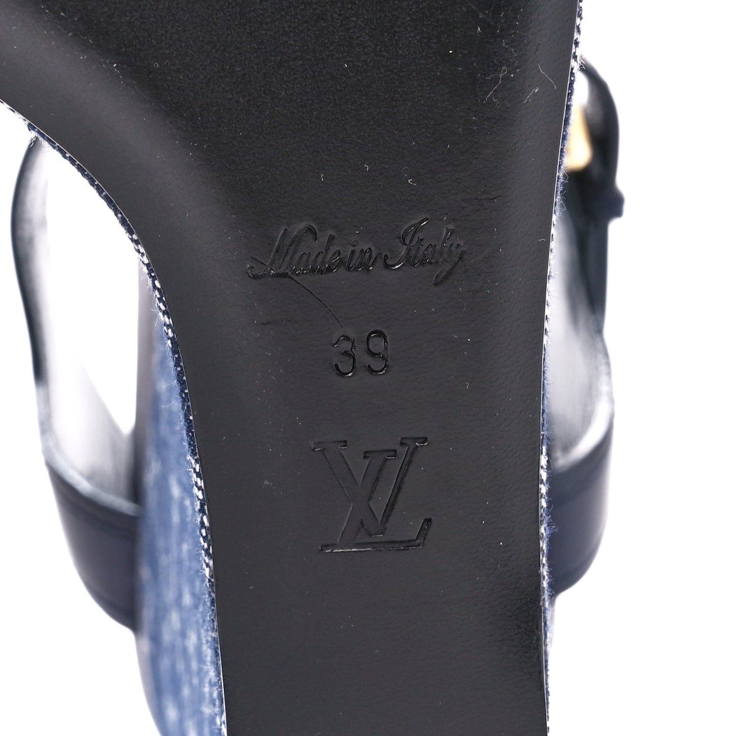 Calfskin Monogram Denim Waterfall Wedge Sandals 39 Blue